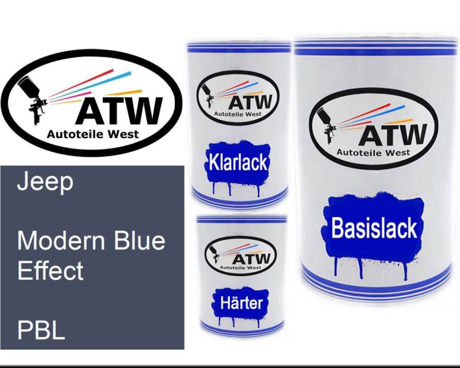 Jeep, Modern Blue Effect, PBL: 500ml Lackdose + 500ml Klarlack + 250ml Härter - Set, von ATW Autoteile West.